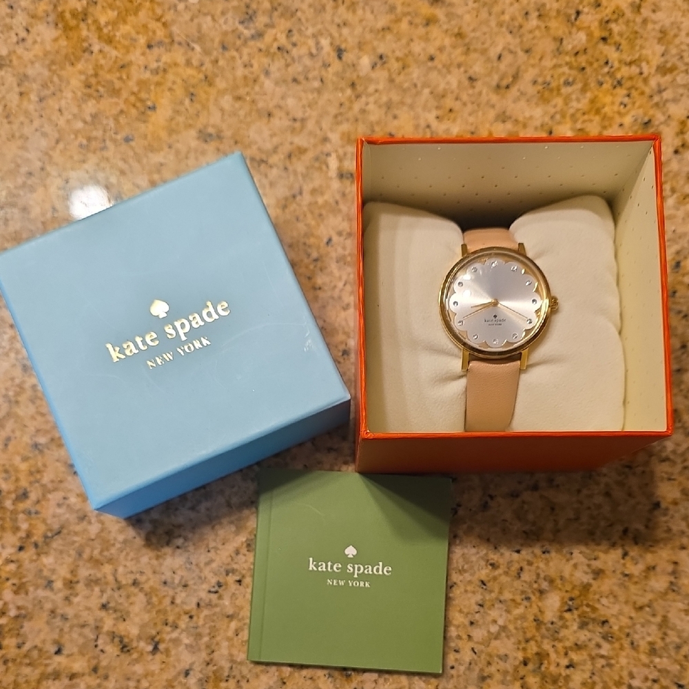 Practically New Kate Spade Gold and Tan Women's Watch With Crystals